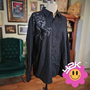 Vintage Y2K Bruno New York Mens Black Pinstripe  Button Down Shirt